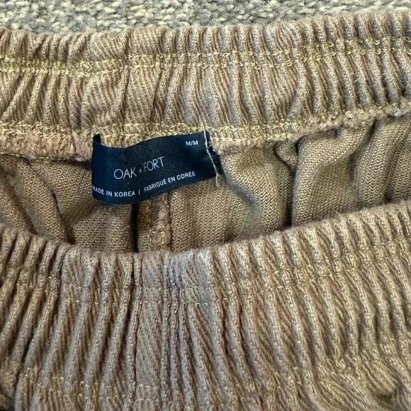 Oak + Fort Caramel Beige Relaxed Fit Pants 100% Cotton Made in Korea size M - Picture 3 of 4